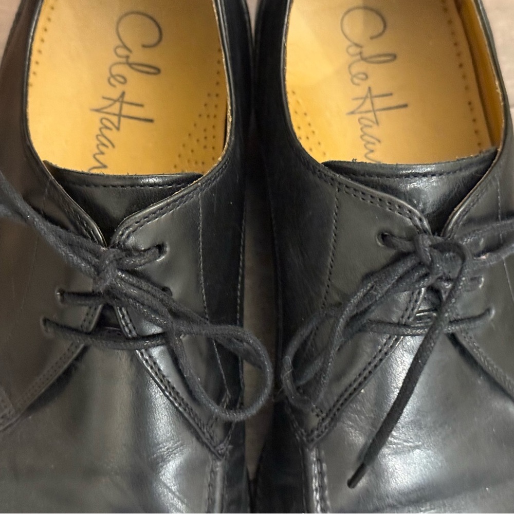 Cole Haan Black Leather Oxford Dress Shoes Moc Toe Lace Up Men’s Size 9D - Picture 8 of 12
